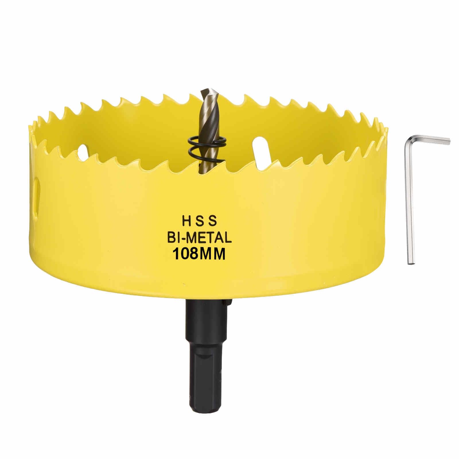 CoCud 4-1/4"(108mm) Hole Saw, M42 Bi-Metal Hex Shank Hole Cutters Drill Bit with Spring