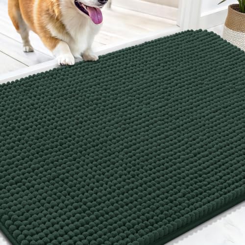 Image of OLANLY Dog Door Mat for Muddy Paws 30x20, Absorbent Chenille Mud Doormat