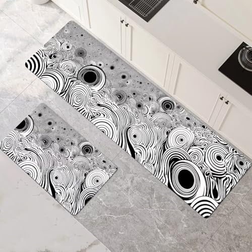 Alfombras de cocina Impression de 2 piezas lavables y súper absorbentes para comedor 2