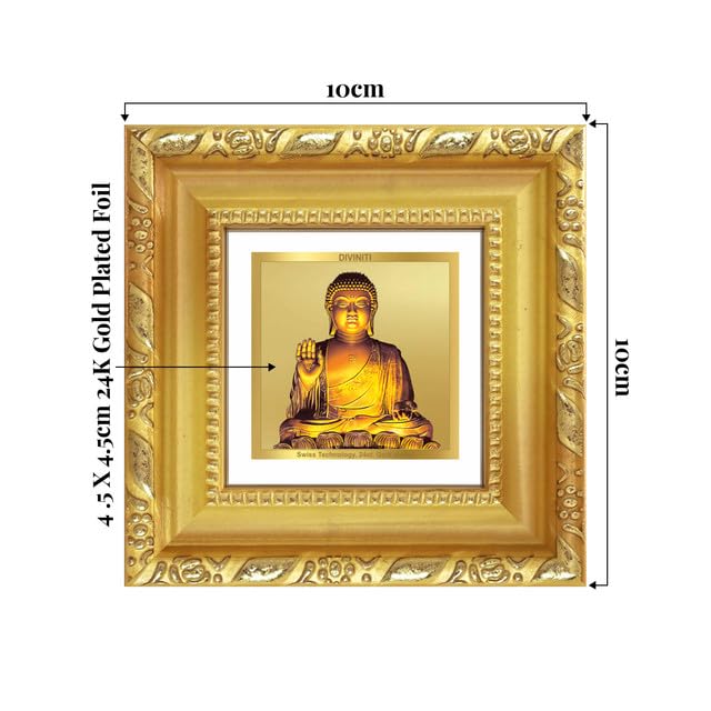 Image of DIVINITI Lord Buddha 24K Gold Plated Foil Tabletop Photo Frame for Home Decor, Puja Room, Luxury Gifting | DG Frame 103 S1A (10x10 CM)