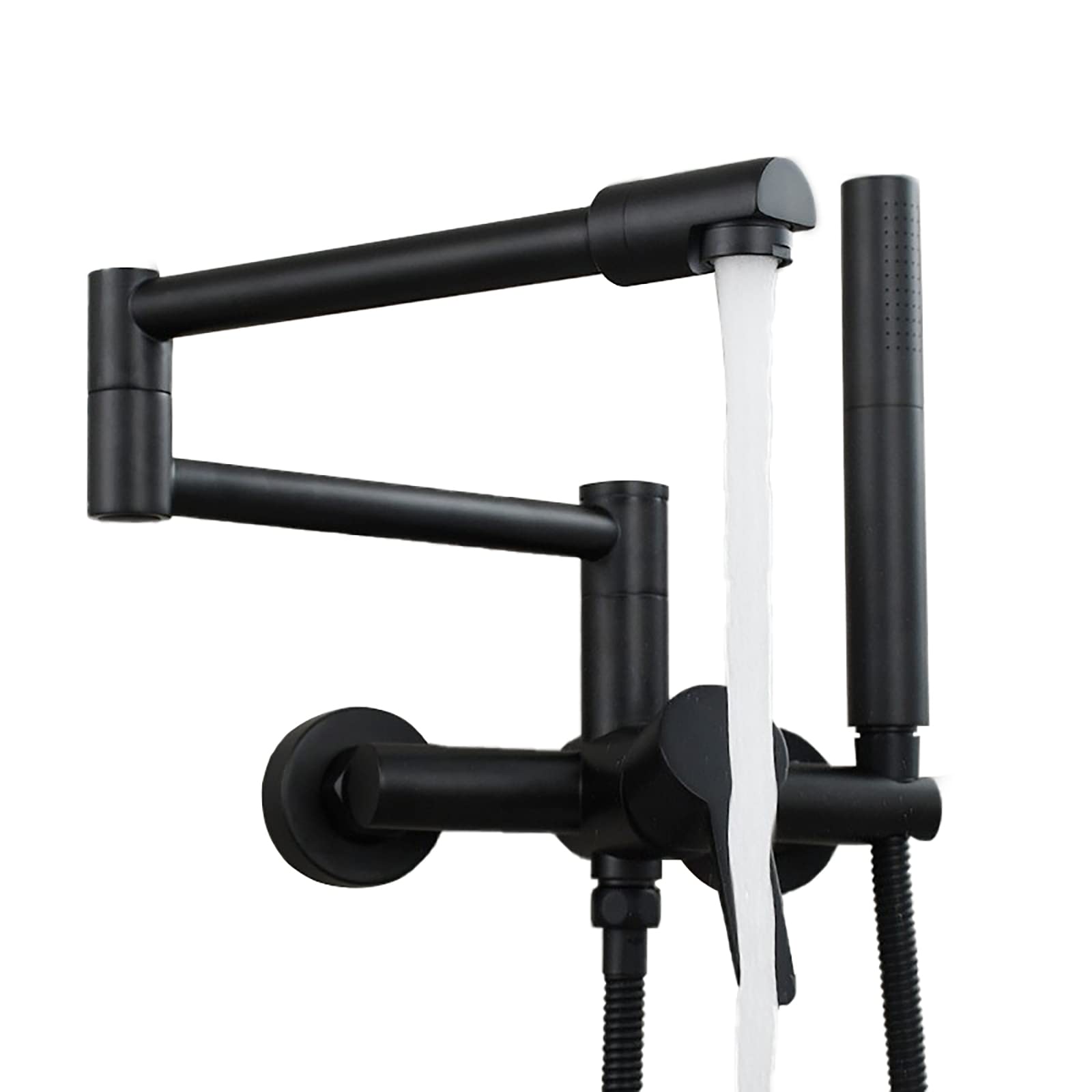 Ensemble de bain en laiton noir mat avec robinet cascade et bec escamotable - 8