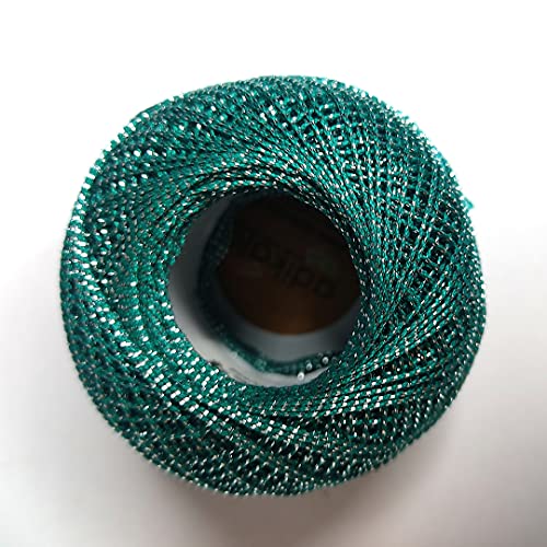 Image of Adikala Metallic Cotton Tatting Shuttle,Crochet Dori Balls for Knitting, Weaving, Embroidery and Craft Making (Set of 4)- 100GMS (Teal Blue)