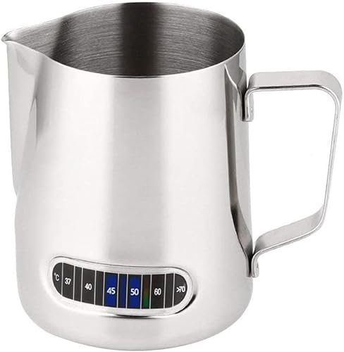 Bricco per Latte/Lattiera in Acciaio Inox con Termometro/Metallo Barista di Latte Brocca/per Fare il Caffè, latte & Cappuccino e/350ML