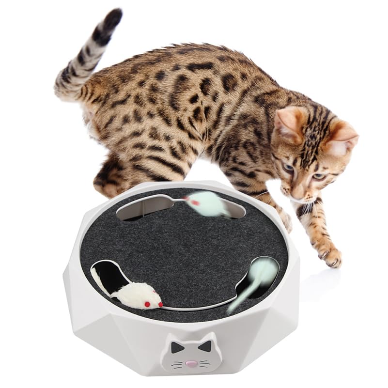 Milisten Interactive Automatic Cat Toy: 360ยฐ Pop-up Hide & Seek Electric Mouse Game - Stimulates Hunting Instinct & Relieves Boredom