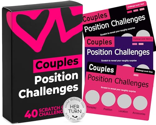Couples Games for Adults – Position Challenges Scratch Off Cards, 40 Spicy Dares & Romantic Adventures for Couples to Build Deeper Intimacy, Fun Date Night Game, Valentines Gifts for Him & Her