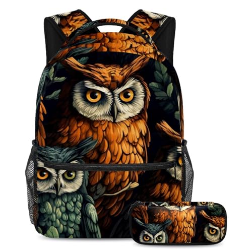 Sac à dos hibou coloré pour le voyage et l'école des adolescents