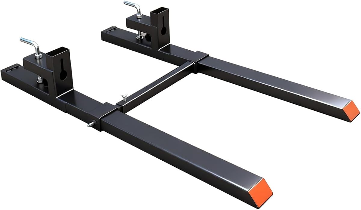 Heavy Duty 60" Extendable Forks for Tractor Bucket and Mini Skid Steer - 4000lbs Capacity, Durable Forks for Tractor Attachments, Skid Steer, Loader Bucket