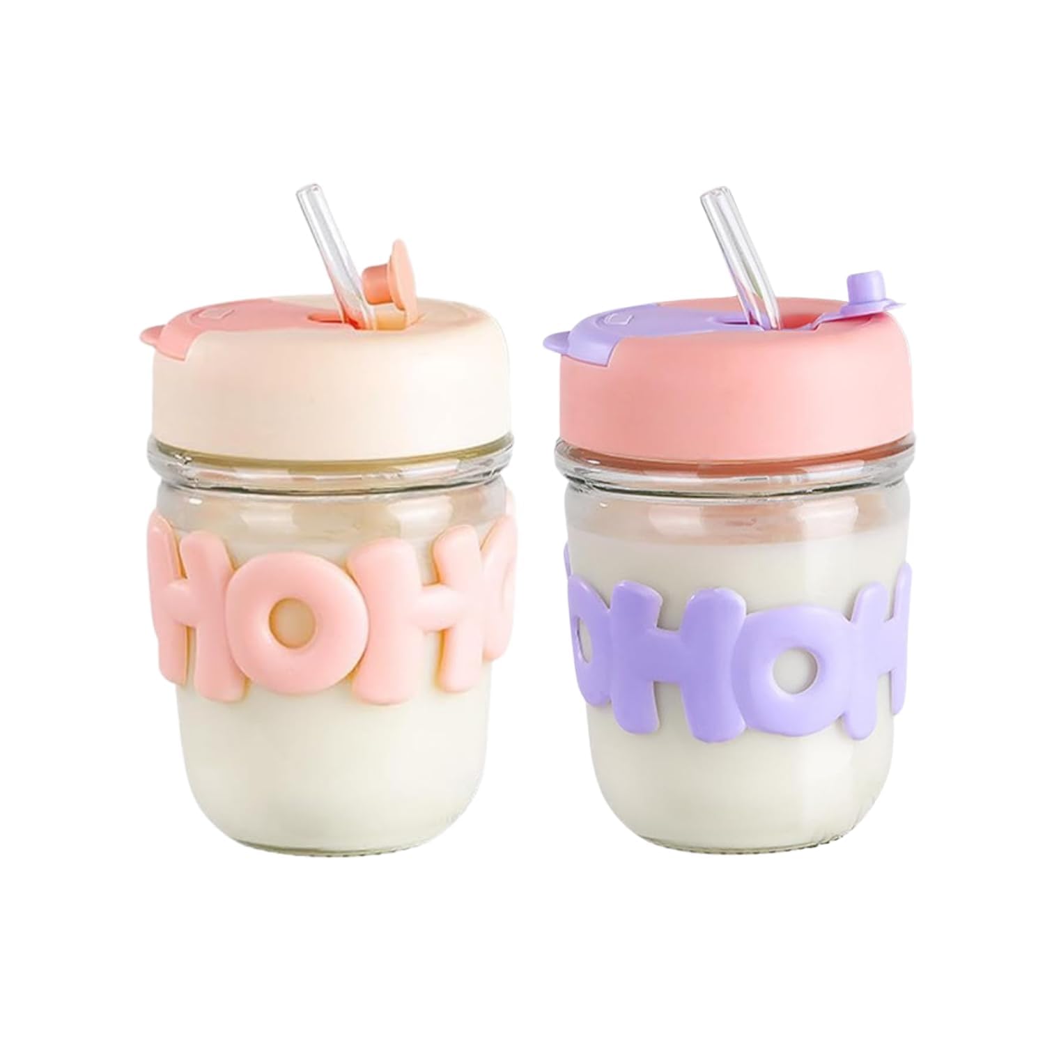 HOHO Glass Mug Shaker with Silicone Holster, Leak-Proof Lid & Straw – 350ml Small Glass Bottle with Silicone Cover for Kids Girls Boys, Iced Coffee, Smoothie, Baby Milk, Travel Sipper Cup –1 Pc-image-39