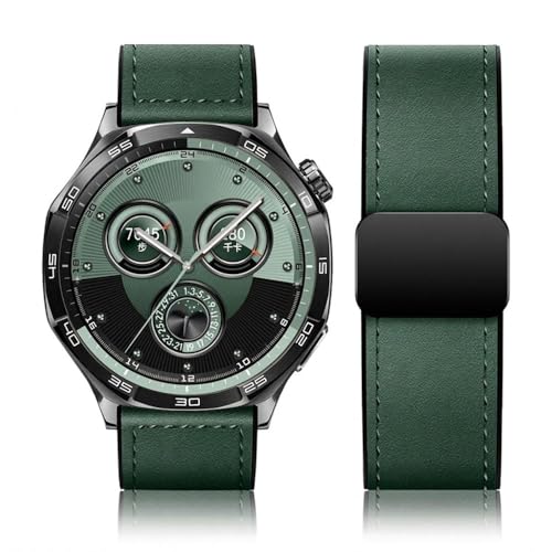 Image of AONES Watch Strap Leather Silicone Magnetic Belt 20mm Compatible for Compaq Q Watch Balance Smartwatch Band