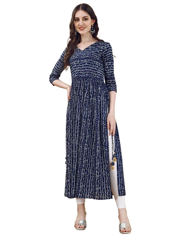 Women's Fancy Printed Kurti with Handmade Tassales-picture-41
