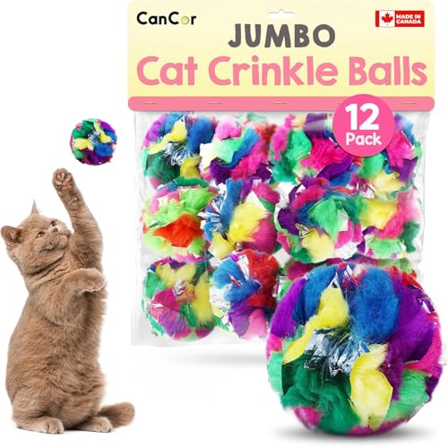 Jumbo Cat Crinkle Ball Toy – 12-Pack of 3.5