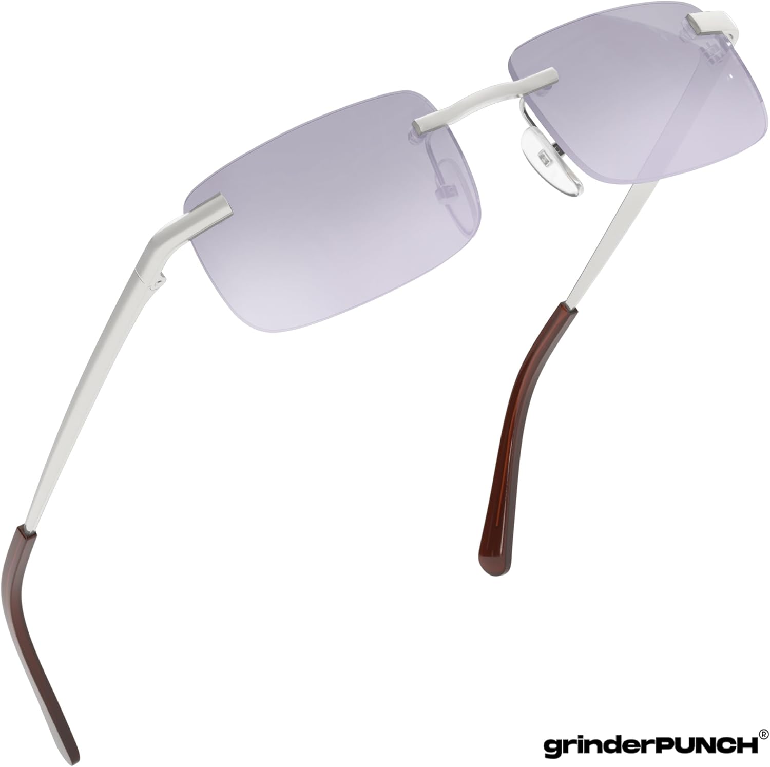 grinderPUNCH Small Slim 90's Popular Nineties Rectangular Sunglasses Clear Rimless Eyewear - Image 5