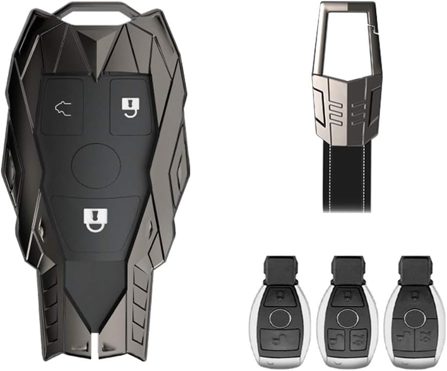 K LAKEY Car Key Fob Cover,Compatible with Mercedes Benz Buckle Black