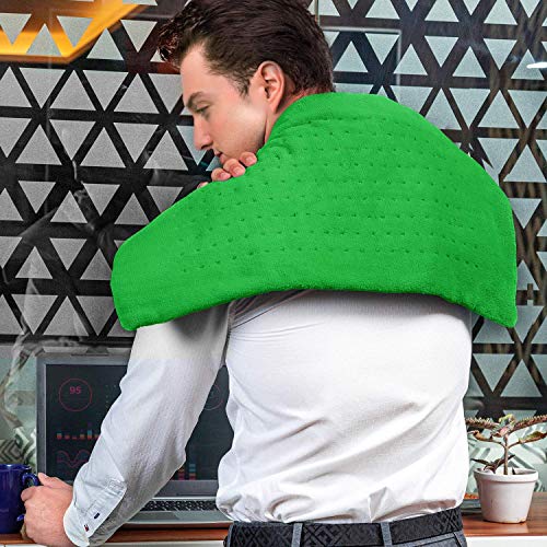 Cure Choice Large Electric Heating Pad for Back Pain Relief + Storage Pouch, Ultra Soft 12"x24" Heating pad for Muscle Cramps - Heated Pad with Adjustable Temperature Settings. (Green) - Thumbnail 5