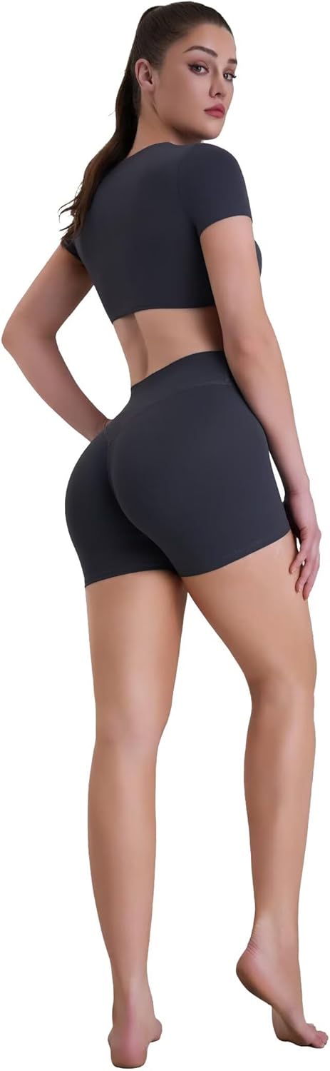 Sunzel Sustainable Butt Lifting Biker Shorts Women, High Waist No Front Seam Tummy Control Booty Scrunch Workout Yoga Shorts - Image 7