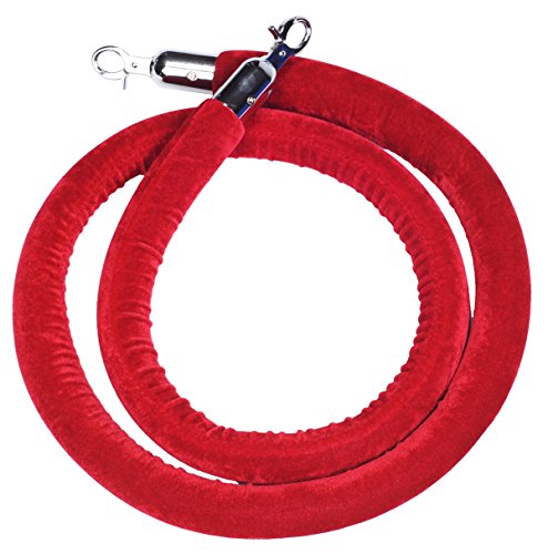 AMENITIES DEPOT Velvet Stanchion Rope Crowd Control Barrier Rope with Silver Hooks,78.7inch(L)