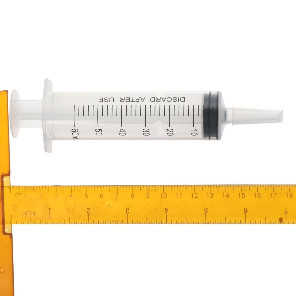 HOBBYIN 4 Pack Capacity Syringe Syringes Pump, 20ml 60ml Large Plastic Syringe Measuring Syringe Tools Dispensing Multiple Uses, Pet medicine feeder(60ml)