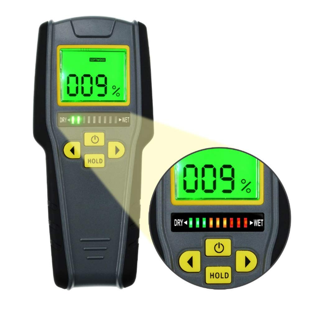 General Tools Digital Moisture Meter, Backlit LCD Screen, Visual/Audible Alarms, Water Leak Detector, Ideal for Wood and Ceiling Leakage Detection