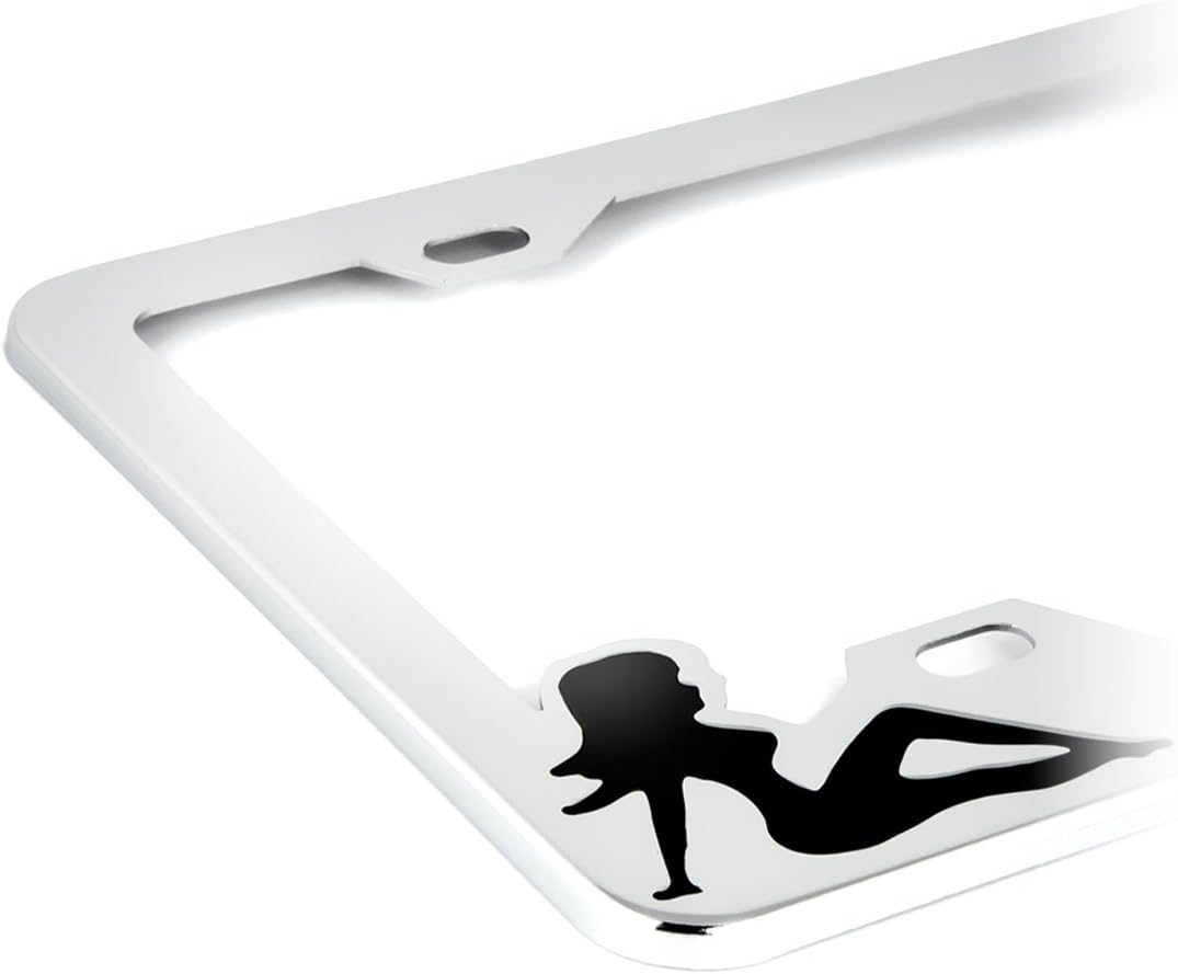 GG Grand General 60193 Chrome License Plate Frame with 4 Holes, Black