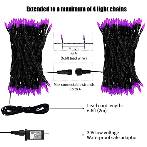 Minetom Halloween String Lights Outdoor, 66Feet 200 Led Purple Lights With 8 Lighting Modes For Halloween Garden Christmas Xmas Tree Lights Decor(Purple) #TOP3