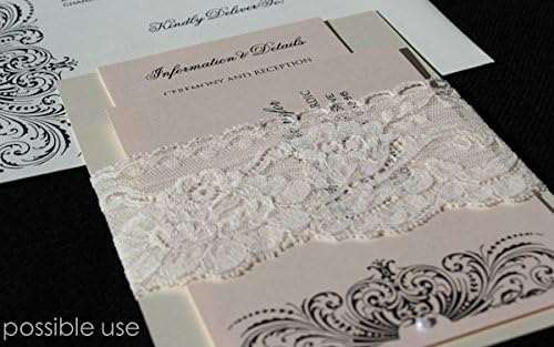 Miniatura 2 de Cinta de encaje con diseño floral de 20 yardas HipGirl. Ideal para invitaciones de bodas, tarjetas, decoración, costura y otras aplicaciones de