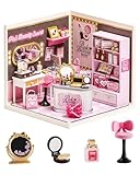 Rolife Super Creator DIY Miniature House Miniatur Haus Bausatz Selber Bauen Deko für Schreibtisch Bücherregal Modellbausatz Diorama Modellbau Bastelset für Kinder (Pink Beauty Secret)