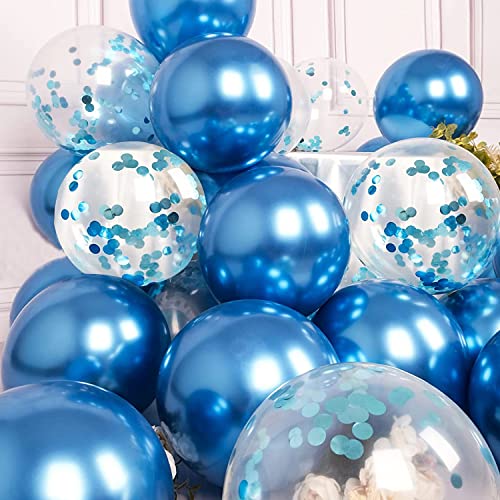 Image of AMFIN Confetti Balloon Blue /Baby Shower Blue Theme Balloons /Boy Blue Birthday Decoration /Blue Confetti Balloons /Birthday Balloons /Welcome Boy Balloon -Pack of 20