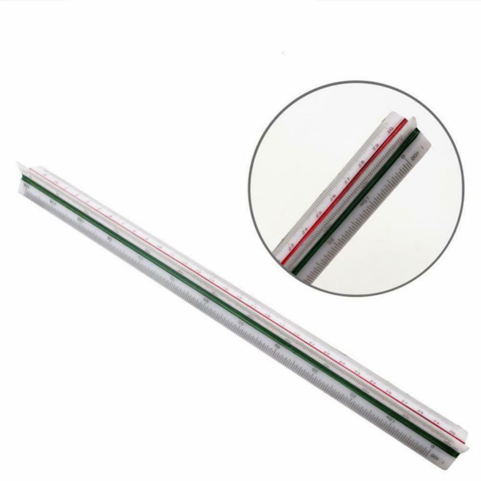 Raylu Paper® - Escalímetro triangular de plástico con 6 escala, ideal para estudiantes, arquitectos, ingenieros, dibujantes, plástico resistente, codificado con 3 colores.