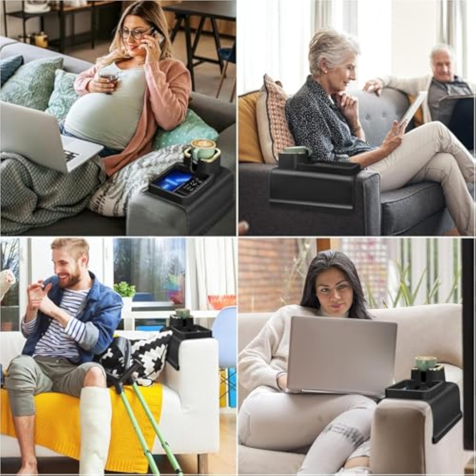 Silicone Anti-Spill Couch Cup Holder Tray