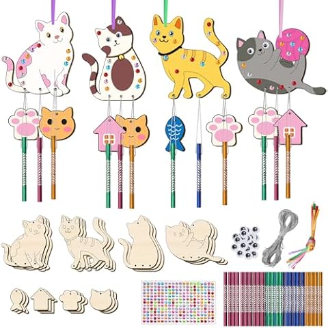 12 Pack DIY Cat Wind Chime Kit Cover