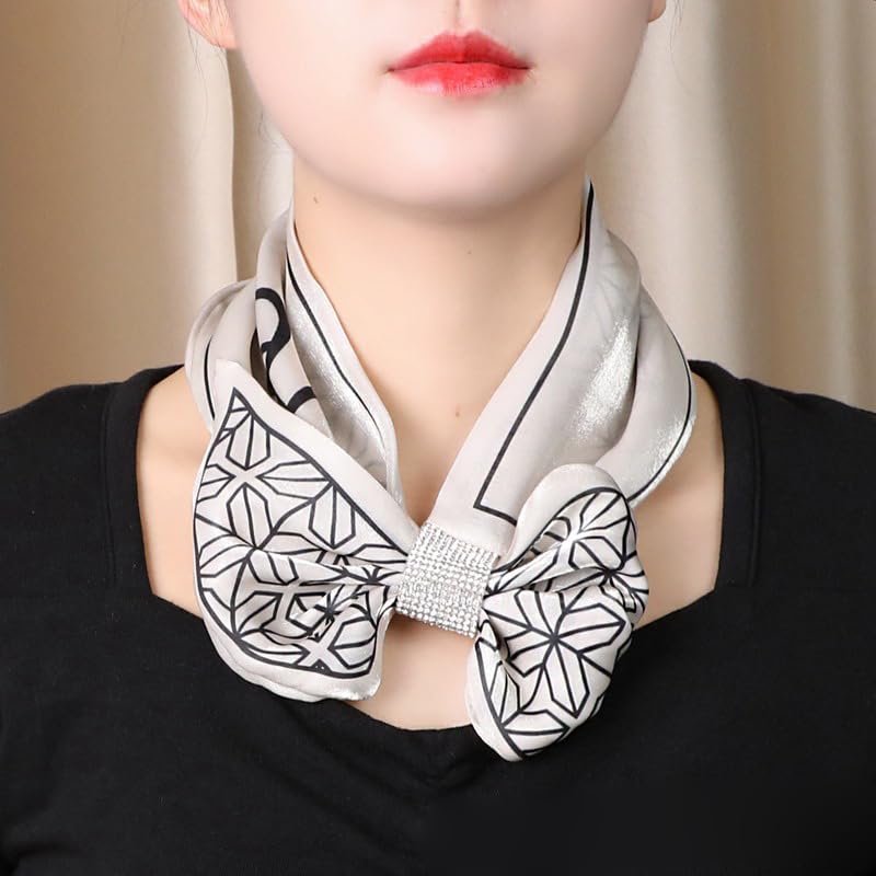 Women's Sparkly Solid Color Neckerchief Scarf, Hair Scarf Rhinestone Buckle Neck Scarves Choker Accessories.(P12)2