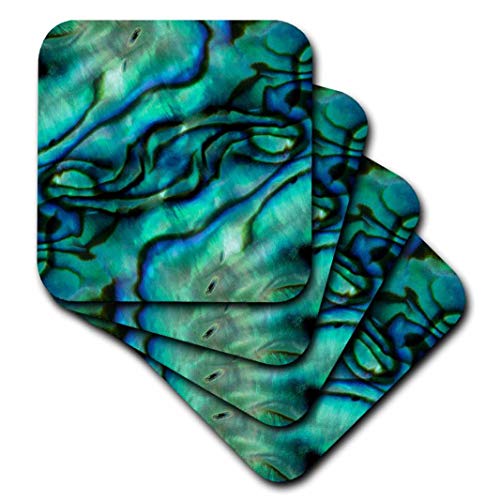 Exclusive Special 3D Rose USA-Colorado-Lafayette Abalone Shell Montage Soft Coasters, Multicolor, 8 Count