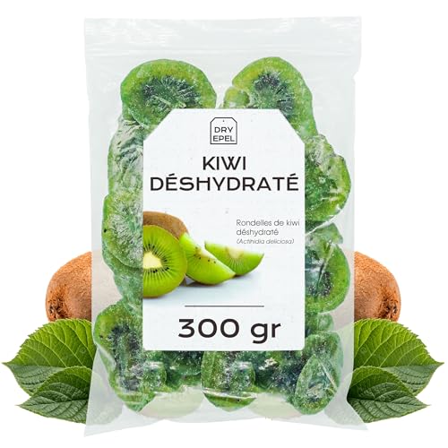 EPEL - Kiwi Séché Avec Sucre 300 g - Kiwi Séché En Tranches - Kiwi Déshydraté Pour Cocktails - Fruit Déshydraté - Snack Sucré - Idéal Pour La Pâtisserie - Sans Gluten (300 gr, Kiwi)