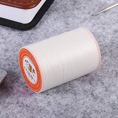 Hilo de costura para cuero Zunate de poliéster, bobina de 160 m, cordón cerado para manualidades y bricolaje, redondo, fuerte y duradero para bolsos, carteras y reparación de calzado (blanco)