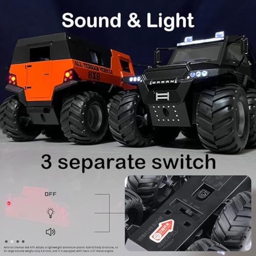 Image of Magicwand 1:24 Scale Die-Cast Avtoros Shaman 8x8 ATV with Openable Doors,Music,Lights & Pull Back Action【Pack of 1】【Colors as Per Stock】