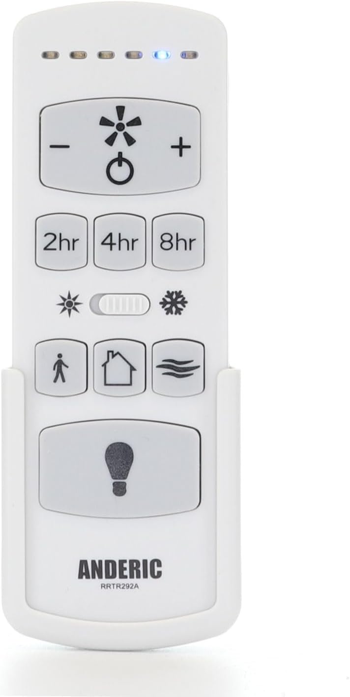 Anderic RRTR292A for Harbor Breeze KUJCE10612 TR292A TRD050G1M 2AQZU18053 Ceiling Fan Remote Control - 6-Speed - White/Gray