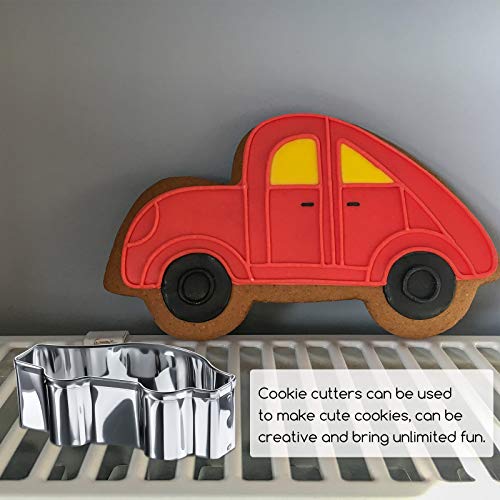 9 Pieces Transportation Vehicle Cookie Cutter Set, Train, Truck, Dump Truck, Vintage Car, Airplane, Ship, Bus, Car Shaped Stainless Steel Biscuit Cutter With 6 Pieces Sugar Stirring Pins For Baking #TOP4