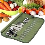 Multi-Purpose Cutlery Roll Pouch - Camping & Travel, Multi-Function Pouch Holder for Forks, Spoons, Chopsticks