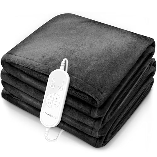 sinnlein® Heizdecke aus Plüsch 180 x 130 cm | elektrische Wärmedecke mit Abschaltautomatik | Kuscheldecke | Timerfunktion | 9 Temperaturstufen | waschbar bis 40°C | Digitalanzeige
