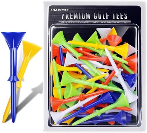 CHAMPKEY 3-1/4" Premium Plastic Golf Tees|Excellent Durability and Stability Tees | Choose Between 25 Pack and 50 Pack