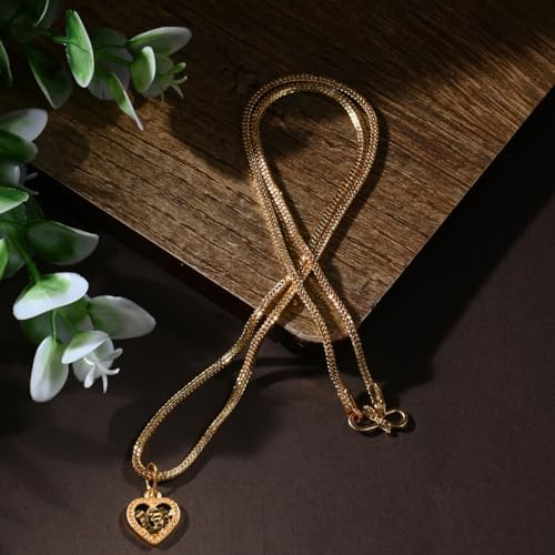 Gold Plated 22Inches Chain Necklace With Om Pendant For Women Men Long Fashion Accessories Locket Jewellery_4561 image 3