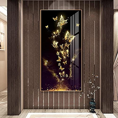 Toile papillon dore abstrait decoration murale grand format sans cadre - 3