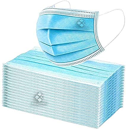 krupanidhi 3ply Disposable 3-Layer Face Mask For Men & Women With Nose Clip & Elastic Ear Loops pack of 100 1