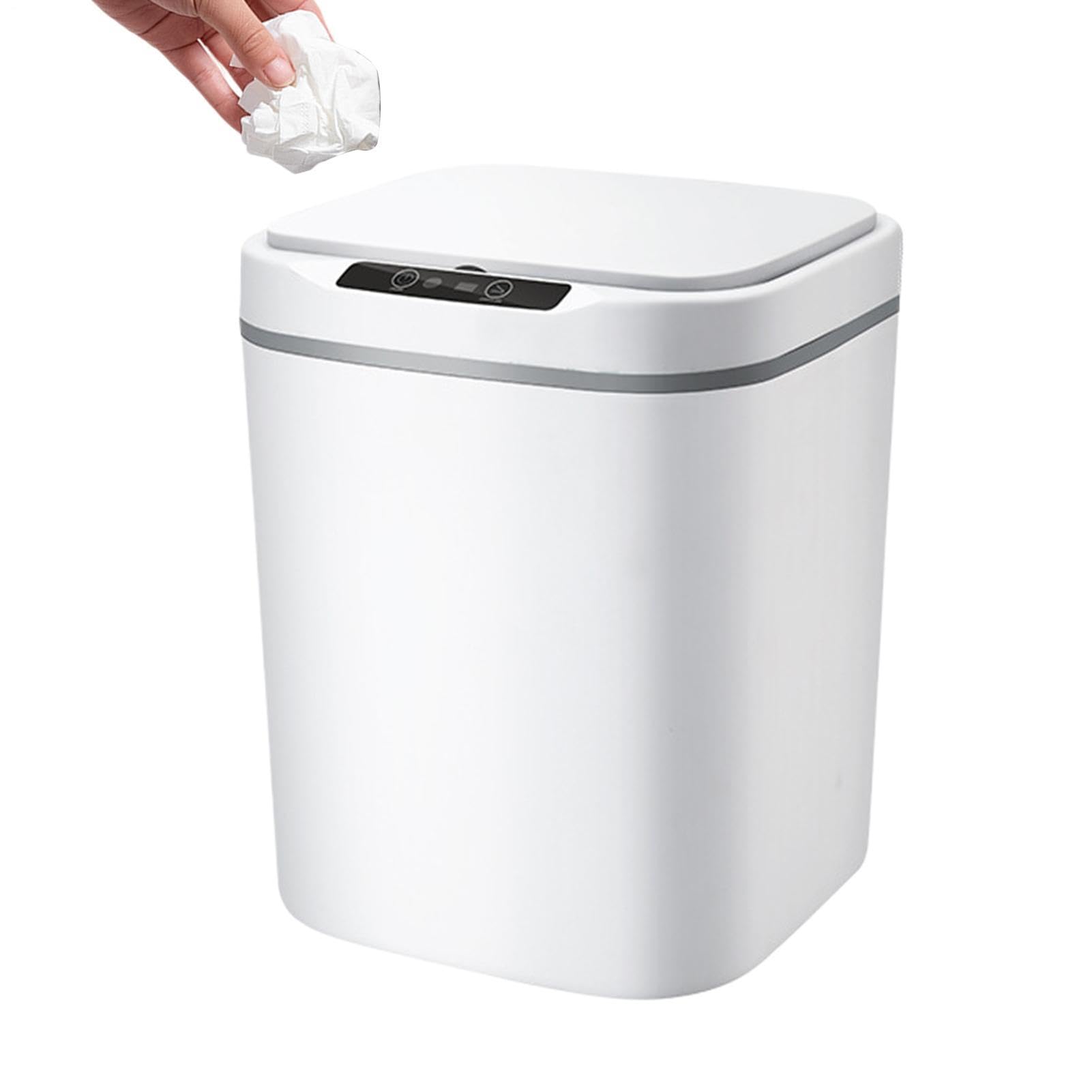 Cubo de basura con sensor, basura sin contacto | Papelera rectangular sin contacto | Papelera de cocina 15L, basura inteligente para salón, baño, dormitorio, oficina, cocina