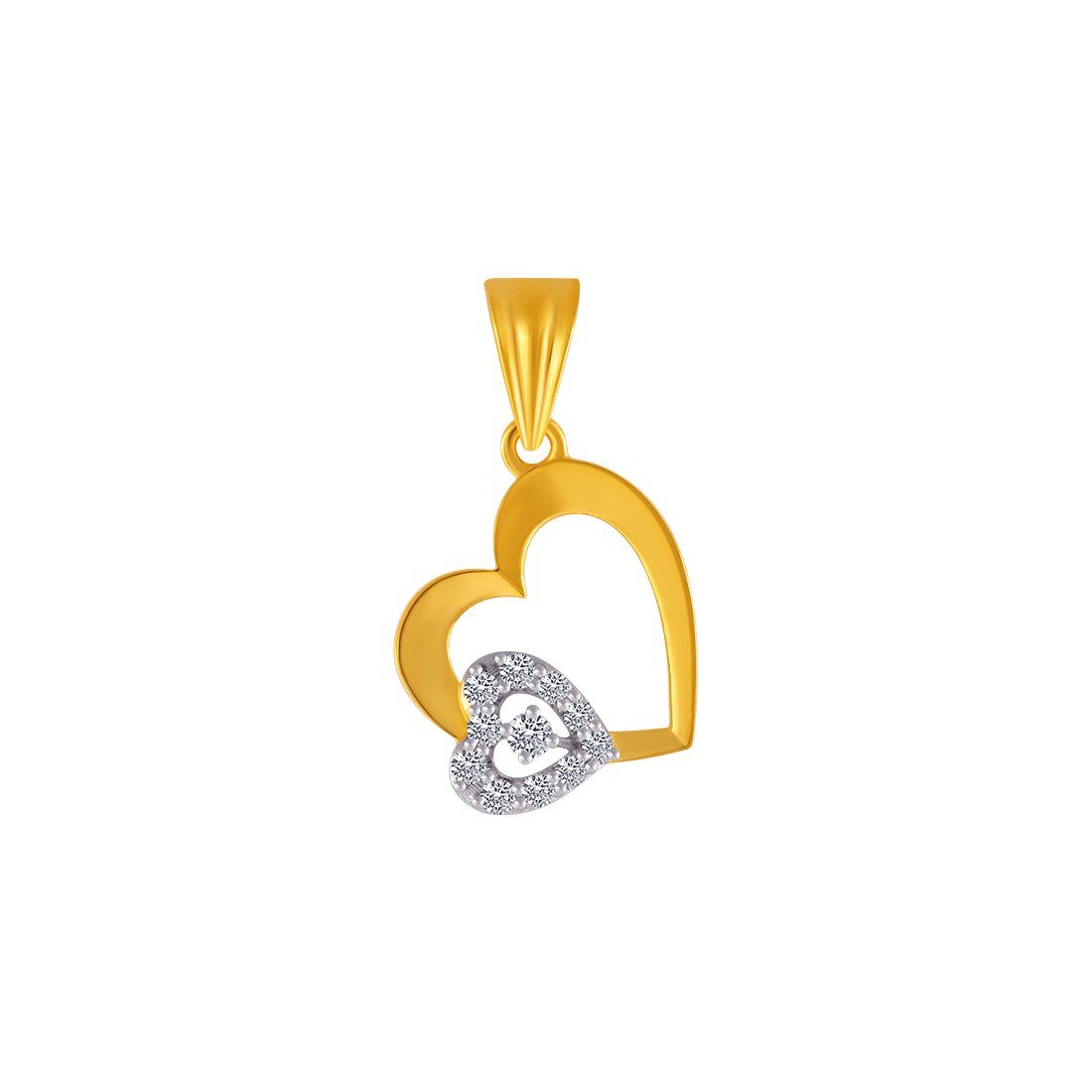 14KT Yellow Gold and American Diamond Pendant for Women - 1.23 Grams-image-43