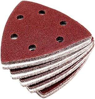 Delta-Triangle Sanding Sheets 120 pieces  6-holes  93 x 93 x 93 mm  Mixpack (20 x grain 40/60/80/120/180/240 each)  for Delta Sanders/Multi-Sanders  Triangle Grinding-Pads  Sanding-Paper
