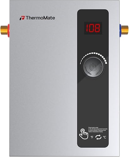 Vista 12 de Calentador de agua eléctrico sin tanque, ThermoMate 14kW 240 voltios bajo demanda, calentador de agua caliente instantáneo para ducha, control