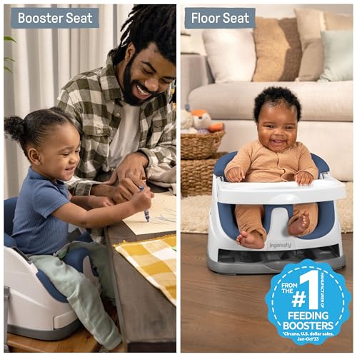 Image of Ingenuity Baby Base 2-in-1 Booster Feeding and Floor Seat with Self-Storing Tray - Night Sky