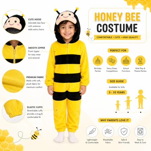 Image of Raj Costume Animal Fancy Dress Costume for Boys & Girls | Hooded Full Body Wildlife Zoo Animal Jumpsuit | Soft Costume for School Function, Fancy Dress, Halloween, Birthday, Cosplay & Role Play