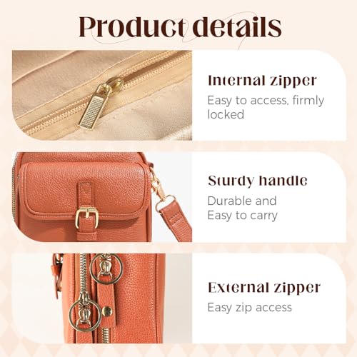 Crossbody Leather Bag,Double Layer Large Capacity Messenger Bag, Retro Faux Leather Built in Purse Anti Theft Bag3